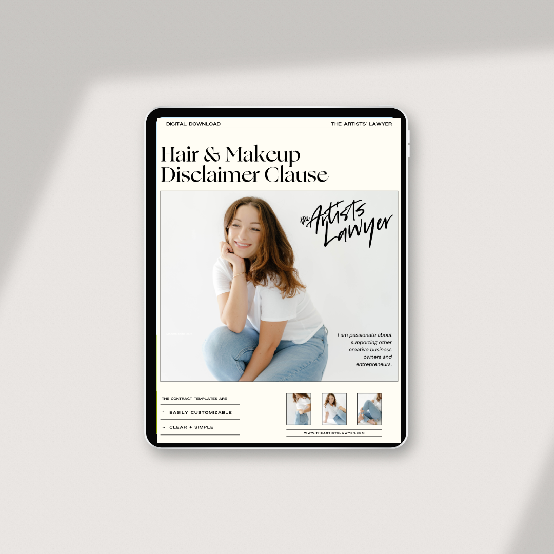 Hair and Makeup Liability Disclaimer Clause for Photographers — The Artists' Lawyer