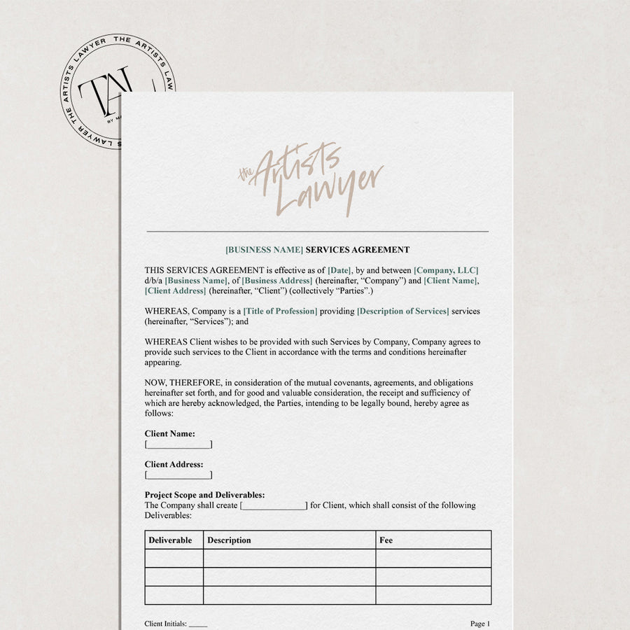 Fashion Styling Services Agreement